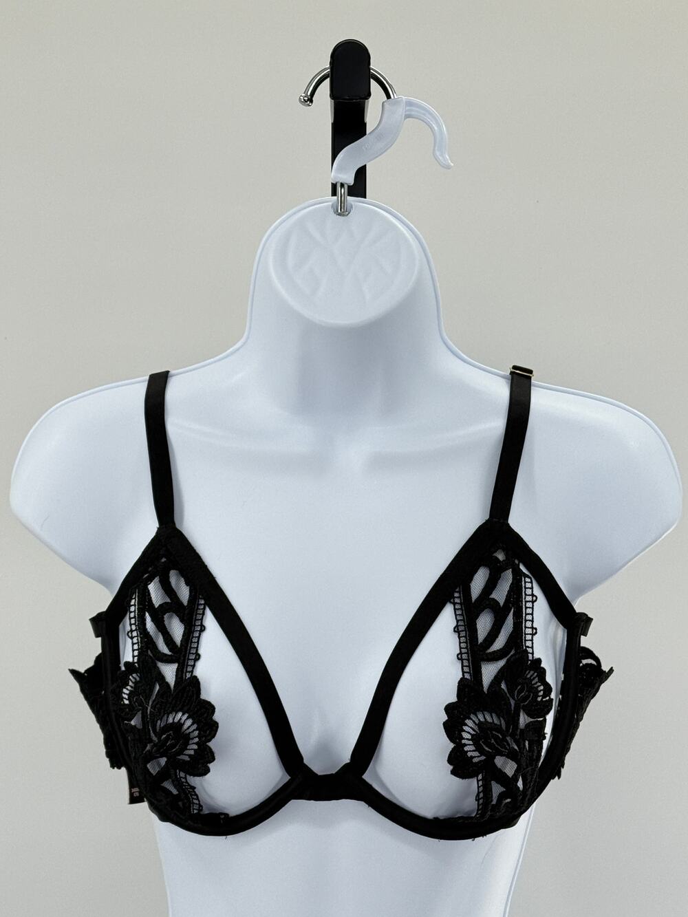 Victoria's Secret Black "Very Sexy" Low Cut Demi Lace Cutout 34DD Bra